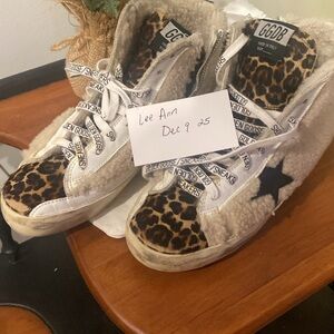 Golden Goose Leopard and Black Star Sneakers